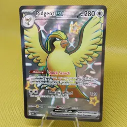 Pidgeot EX Pokemon TCG Shiny Ultra Rare SV: Paldean Fates Holo 221/091 HP 280 - Image 1