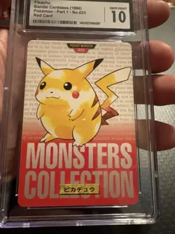 1996 Bandai Carddass Red #25 PIKACHU Cgc 10 Japanese Pokemon Card Rare Pop 9 - Image 5