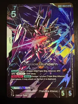 Justice Gundam - GD01-066 - LR+ Alt Art - Newtype Rising - Gundam Card Game TCG - Image 1
