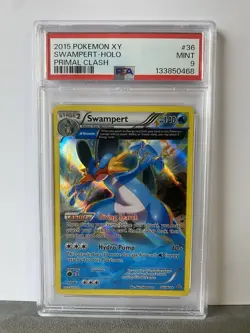 2015 POKEMON XY PRIMAL CLASH #36 SWAMPERT-HOLO PSA 9 - Image 1