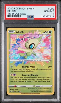 2020 POKEMON SWORD & SHIELD VIVID VOLTAGE #009 CELEBI PSA 10 - Image 1