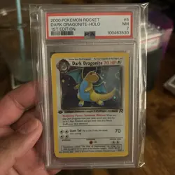 2000 POKEMON ROCKET 1ST ED #5 DARK DRAGONITE-HOLO PSA 7 - Image 1