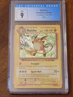2016 Pokemon TCG - XY Evolutions - Raichu - 36/108 Holo - CGC 9 - Mint Condition - Image 1