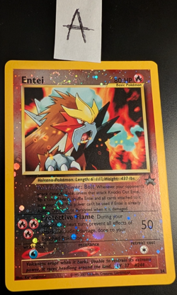 2001 Pokemon Entei #34 Black Star Promo Reverse Holo Double Swirl - Image 1