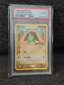 2006 POKEMON EX DRAGON FRONTIERS #51 LARVITAR-REVERSE FOIL PSA 8 - Image 1