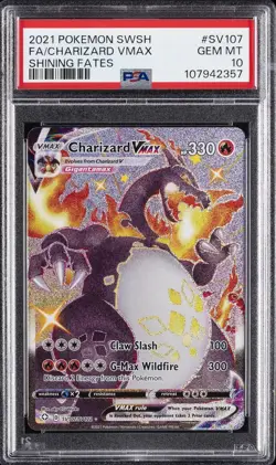 2021 POKEMON SWORD & SHIELD SHINING FATES #SV107 FULL ART/CHARIZARD VMAX PSA 10 - Image 1