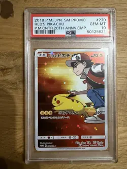 Pokemon Red's Pikachu SM-P 270 Promo - JPN Karte - Pokemon Center 20th PSA 10 - Image 1