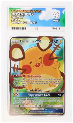 Graded Pokemon Card - Dedenne GX 195a/214 Trainers Toolkit ACE 9 Unbroken Bonds - Image 2