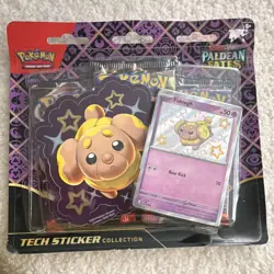 Pokemon TCG Paldean Fates Tech Sticker 3 Booster Packs Promo Fidough - Image 1