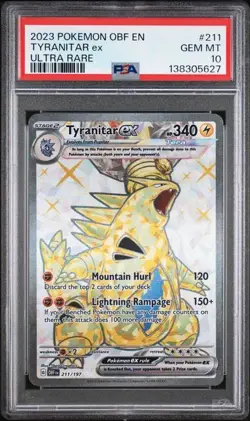 2023 POKEMON OBF EN-OBSIDIAN FLAMES ULTRA RARE #211 TYRANITAR EX PSA 10 - Image 1
