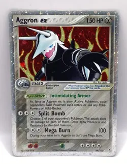 Pokemon Aggron ex 89/100 Crystal Guardians Holo MP Back Has Crease Damage - Image 1