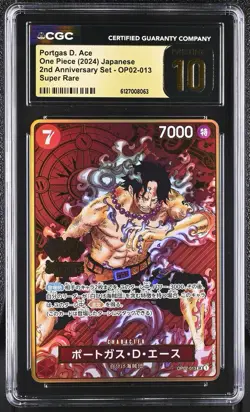 One Piece Portgas D.Ace SR OP02-013 2nd ANNIVERSARY SET JP CGC PRISTINE 10 - Image 1