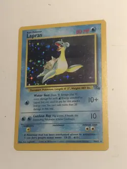 Pokemon TCG Lapras Fossil 10 Holo Unlimited Holo Rare NM - Image 1