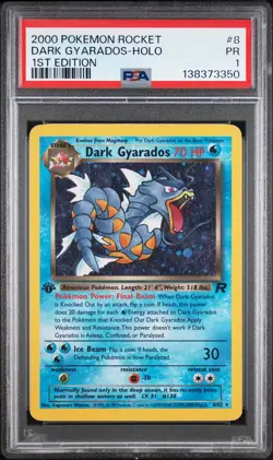 2000 POKEMON ROCKET 1ST ED #8 DARK GYARADOS-HOLO PSA 1 - Image 1
