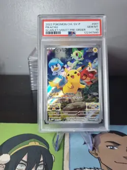PSA 10 GEM MINT Pikachu 001/SV-P Chinese Pokemon Scarlet & Violet Preorder Promo - Image 1
