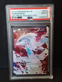2013 Reshiram RC22/RC25 Legendary Treasures Radiant Collection EN PSA 8 Pokemon - Image 1