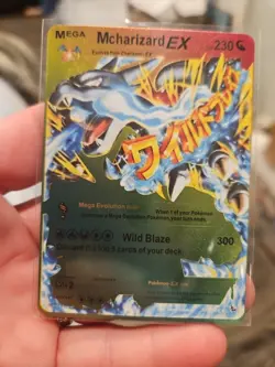 Mcharizard EX Rainbow Foil Fan Art Premium Textured Collector Vinyl Card - Image 1