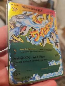 Mcharizard EX Rainbow Foil Fan Art Premium Textured Collector Vinyl Card - Image 2
