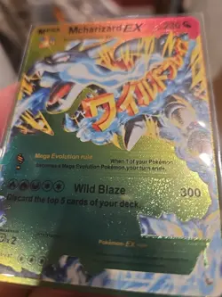 Mcharizard EX Rainbow Foil Fan Art Premium Textured Collector Vinyl Card - Image 3
