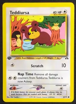 Teddiursa 65/75 1st Edition Neo Discovery Pokemon Card - Image 1