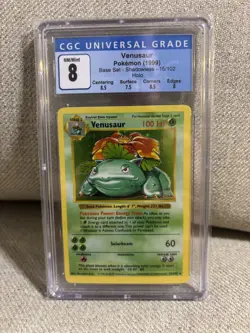 CGC 8 Venusaur 1999 Base Set 15/102 Shadowless Holo Pokemon Card - Image 1