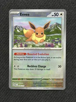 NM Eevee (Masterball) 074/131 Prismatic Evolutions Reverse Holo Pokemon Card - Image 1