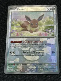 NM Eevee (Masterball) 074/131 Prismatic Evolutions Reverse Holo Pokemon Card - Image 3
