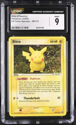 CGC 9 MINT Ditto [Pikachu] 2005 EX Delta Species 39/113 Pokemon Card - Image 1