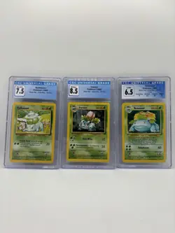 Pokemon Base Set 1999 Lot, CGC Graded Bulbasaur 7.5, Ivysaur 8.5, Venusaur 6.5 - Image 1