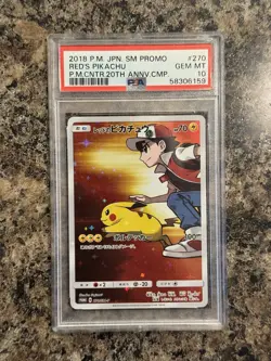 PSA 10 Red’s Pikachu 2018 PM JPN SM Promo Pokemon Center 20th Anniversary - Image 1