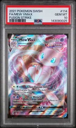 2021 POKEMON SWORD & SHIELD FUSION STRIKE #114 FULL ART/MEW VMAX PSA 10 💎 - Image 1