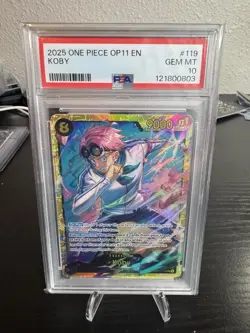 Bandai 2025 One Piece Koby Secret Rare OP11-119 Foil PSA 10 Card - Image 1