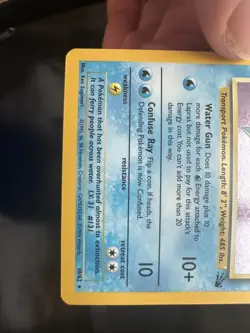 Lapras 10/62 Holo Rare Fossil Set Vintage WOTC Pokemon Card – LP - Image 5