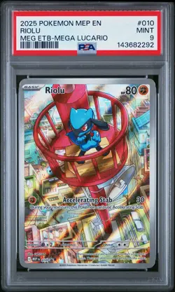 PSA 9 Riolu 010 Meg Etb-Mega Lucario Pokemon Black Star Promo - Image 1