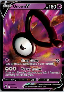 Unown V Ultra Rare SWSH12: Silver Tempest 065/195 NM Pokemon - Image 1