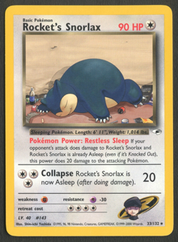 Pokemon TCG: Rocket's Snorlax 33/132 Gym Heroes WoTC Rare LP+ - Image 1