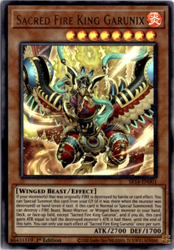 Sacred Fire King Garunix - Yugioh SR14-EN001 - Ultra Rare 1st Edition NM - Image 1