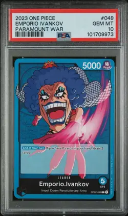 PSA 10 Emporio.Ivankov OP02-049 Leader One Piece TCG Paramount War - Image 2