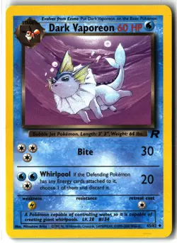 Dark Vaporeon ⭐ 45/82 Uncommon Team Rocket Vintage WOTC 2000 Pokemon NM/LP - Image 1