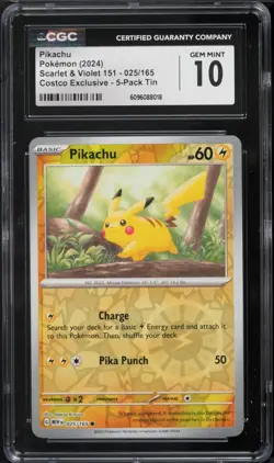 2024 Pokemon Scarlet & Violet 151 Costco Exclusive Pikachu CGC 10 25/165 - Image 1