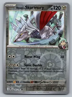 Pokemon TCG SV10: Destined Rivals Steven's Skarmory 142/182 Reverse Holo - Image 1