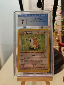 Pokemon TCG Base Set Shadowless Raticate 1st Ed CGC 7 Near Mint - Image 1