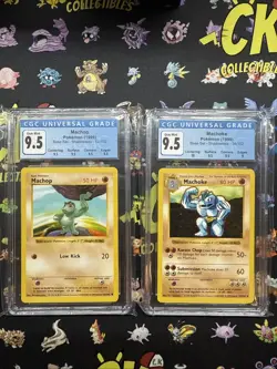 CGC 9.5 Machop 52/102 and Machoke 34/102 Base Set Shadowless Graded Pokemon - Image 1