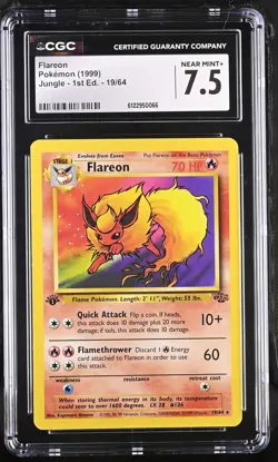 CGC 7.5 Flareon 1999 Jungle 1st Edition 19/64 Pokemon Card - Image 1