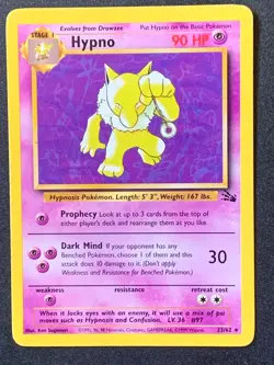 Hypno 23/62 Fossil Non Holo Rare Vintage WOTC Pokemon Card - Image 1