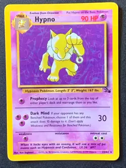 Hypno 23/62 Fossil Non Holo Rare Vintage WOTC Pokemon Card - Image 4