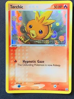 Torchic 69/106 EX Emerald stamped reverse holo vintage pokemon card - Image 1
