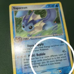 HOLO BLEED ERROR HP Vaporeon 19/115 EX Unseen Forces Nintendo Pokemon Card - Image 1