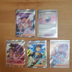 Pokemon TCG Lot 4 Full Art Trainers and Cosmos Holo Lillie's Pearl - Image 1