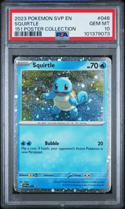 2023 POKEMON SVP EN-SV BLACK STAR PROMO 151 POSTER COLL #048 SQUIRTLE PSA 10 - Image 1